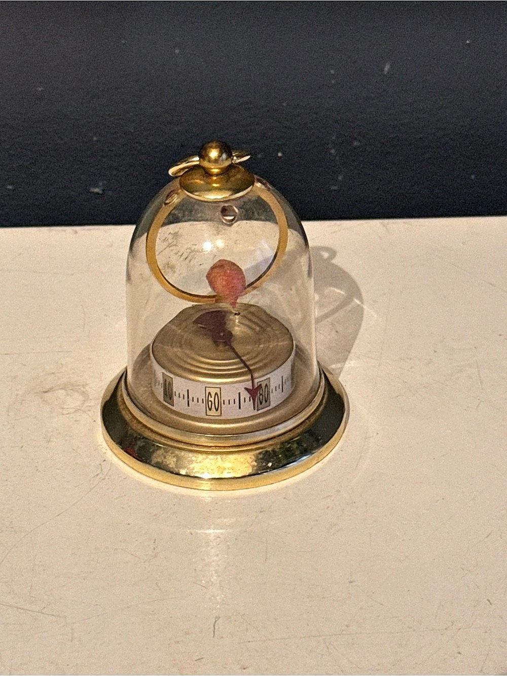 Vintage French Dome Desk Bird 29.99Timer Gold & Clear